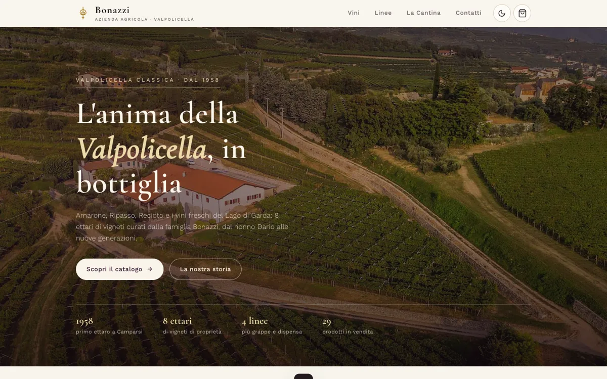 Screenshot of Bonazzi Wines