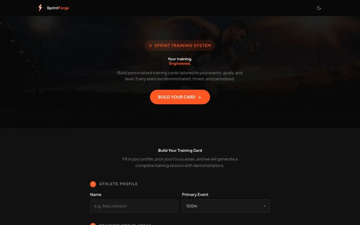 Screenshot of SprintForge